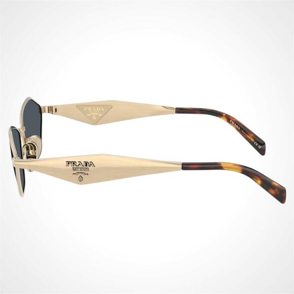 New PRADA Sunglasses Gold Metal 3D Logo Aviator Cat Eye Womens PRD50S ZVN70B